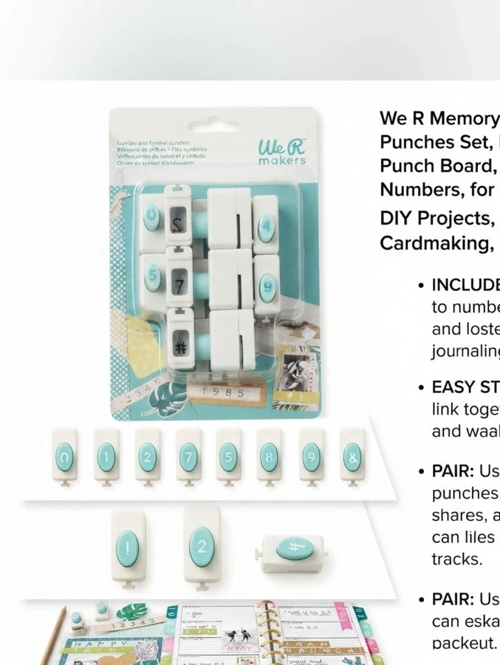 🍎 NEW We R Makers Memory Keepers Number Punches Set Nicole Craft Brands